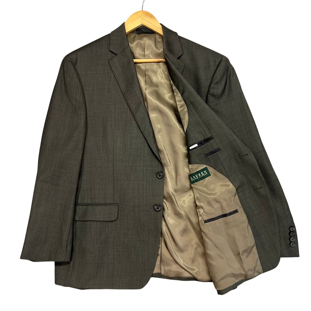 Lauren Ralph Lauren Men 44S Wool Blazer Sport Coat Charcoal Gray 2 Button Jacket